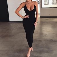 Pencil Skirt Sexy Commute Backless Solid Color Maxi Long Dress main image 1