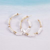 Bohemian Geometric C-shaped Large Pearl Special-shaped Pearl Earrings Wholesale main image 3