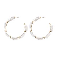Bohemian Geometric C-shaped Large Pearl Special-shaped Pearl Earrings Wholesale main image 6