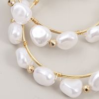 Exaggerated Woven Pearl Geometric C-shaped Simple Beaded Earrings  Wholesale main image 5