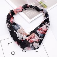 Korea Breathable Chiffon Flower Feminine Fabric Cross Elastic Wash Face Headband  Wholesale main image 1