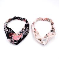 Korea Breathable Chiffon Flower Feminine Fabric Cross Elastic Wash Face Headband  Wholesale main image 6