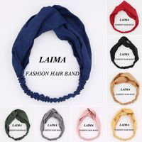 Solid Color Cloth Cross Hair Band Korean Simple Headband  Wholesale main image 4