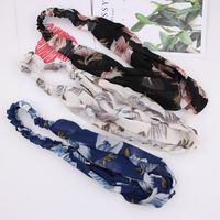 Floral Chiffon Elastic Cross Fabric Wash Hair Band Wholesale main image 6