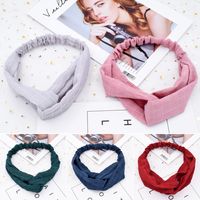 Wrinkled Plaid Korean Simple Elastic Cross Pure Color Fabric Headband Wholesale main image 1