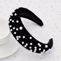 New Thick Sponge Flannel Fashion Nail Pearl Women Wide-brimmed Headband Wholesale main image 2