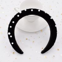New Thick Sponge Flannel Fashion Nail Pearl Women Wide-brimmed Headband Wholesale main image 3
