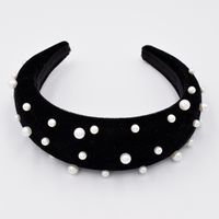 New Thick Sponge Flannel Fashion Nail Pearl Women Wide-brimmed Headband Wholesale main image 5