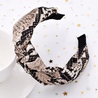 Leopard Print Snakeskin Fabric Cross-knotted Retro Broad-brimmed Headband Wholesale main image 6