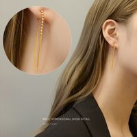 Long Ear Line Titanium Steel 18k Real Gold Anti-allergic Earrings Wholesale main image 2
