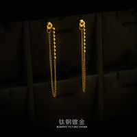 Long Ear Line Titanium Steel 18k Real Gold Anti-allergic Earrings Wholesale main image 4