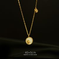 White Shell Small Chrysanthemum Necklace Female Titanium Steel Non-fading Pendant Women's Necklace main image 6