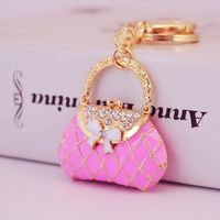 Korean Fashion Creative Diamond Handbag Bow Color Paint Keychain  Wholesale main image 6