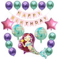 Hot Selling Mermaid Aluminum Balloon Set Party Birthday Fishtail Flag Latex Balloon Set Wholesale main image 3