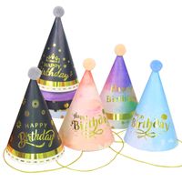 Hot Stamping Cake Letters Birthday Hats Decoration Fur Ball Caps Party Tricorne Wholesale main image 6