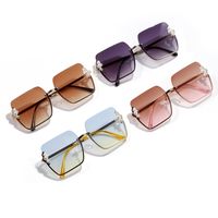 Square Pearl Metal Sunglasses Half Frame Retro Sunglasses Wholesale main image 6