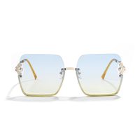 Square Pearl Metal Sunglasses Half Frame Retro Sunglasses Wholesale main image 5