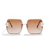 Square Pearl Metal Sunglasses Half Frame Retro Sunglasses Wholesale main image 4