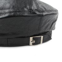 Pu Leather New  Korean Casual Wild Fashion Black Beret main image 4