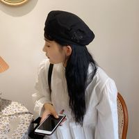 Korean Fashion Beret Autumn Solid Color Men And Women Retro British Painter Hat Octagonal Hat main image 6