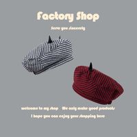 Retro Horns Plaid Beret Autumn And Winter New Ins Net Red Octagonal Hat Fashion Painter Hat main image 4