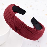 Wide-sided Knitted Striped Cross-knotted Headband Korean Fabric Simple Headband Wholesale sku image 6