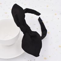 Velvet Rabbit Ears Fabric Knotted Solid Color Simple Broad-side Press Hairband Wholesale sku image 1