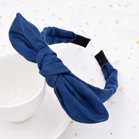 Velvet Rabbit Ears Fabric Knotted Solid Color Simple Broad-side Press Hairband Wholesale sku image 2