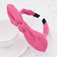 Velvet Rabbit Ears Fabric Knotted Solid Color Simple Broad-side Press Hairband Wholesale sku image 3