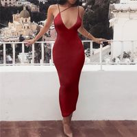 Pencil Skirt Sexy Commute Backless Solid Color Maxi Long Dress sku image 1