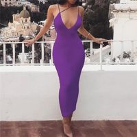 Pencil Skirt Sexy Commute Backless Solid Color Maxi Long Dress sku image 13