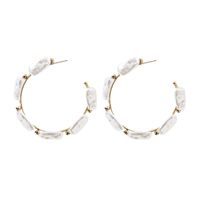 Bohemian Geometric C-shaped Large Pearl Special-shaped Pearl Earrings Wholesale sku image 1