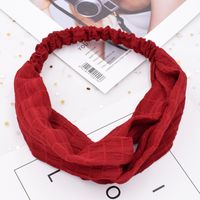 Wrinkled Plaid Korean Simple Elastic Cross Pure Color Fabric Headband Wholesale sku image 1