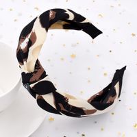 Leopard Print Snakeskin Fabric Cross-knotted Retro Broad-brimmed Headband Wholesale sku image 2