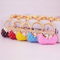 Korean Fashion Creative Diamond Handbag Bow Color Paint Keychain  Wholesale sku image 3