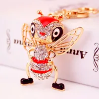 Korean Creative Dripping Craft Cute Bee Keychain Bag Insect Animal Metal Pendant Wholesale sku image 2