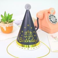 Hot Stamping Cake Letters Birthday Hats Decoration Fur Ball Caps Party Tricorne Wholesale sku image 3