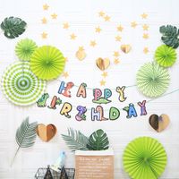 New Dinosaur Birthday Flag Pull Paper Fan Flower Set Wholesale sku image 3