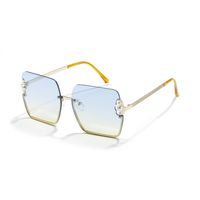 Square Pearl Metal Sunglasses Half Frame Retro Sunglasses Wholesale sku image 1