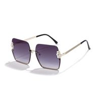 Square Pearl Metal Sunglasses Half Frame Retro Sunglasses Wholesale sku image 3