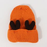 Cute Antlers Thick Warm Woolen Hat Women Fashion Retro Knitted Hat sku image 2