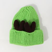 Cute Antlers Thick Warm Woolen Hat Women Fashion Retro Knitted Hat sku image 5