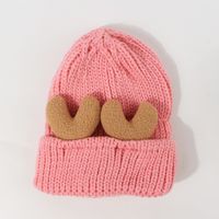 Cute Antlers Thick Warm Woolen Hat Women Fashion Retro Knitted Hat sku image 6