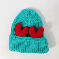 Cute Antlers Thick Warm Woolen Hat Women Fashion Retro Knitted Hat sku image 7
