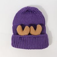 Cute Antlers Thick Warm Woolen Hat Women Fashion Retro Knitted Hat sku image 9