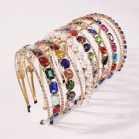 Double Layer Diamond Imitation Pearl Headband Alloy New Headband Wholesale main image 1