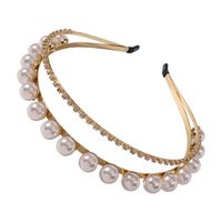 Double Layer Diamond Imitation Pearl Headband Alloy New Headband Wholesale main image 6