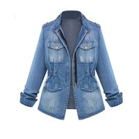 Women's Blouse Long Sleeve Plus Size Waist Pocket Denim Jacket Wholesale main image 1