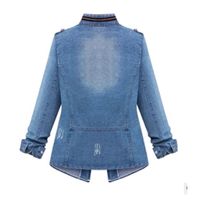 Women's Blouse Long Sleeve Plus Size Waist Pocket Denim Jacket Wholesale main image 2