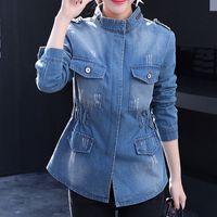 Women's Blouse Long Sleeve Plus Size Waist Pocket Denim Jacket Wholesale main image 4